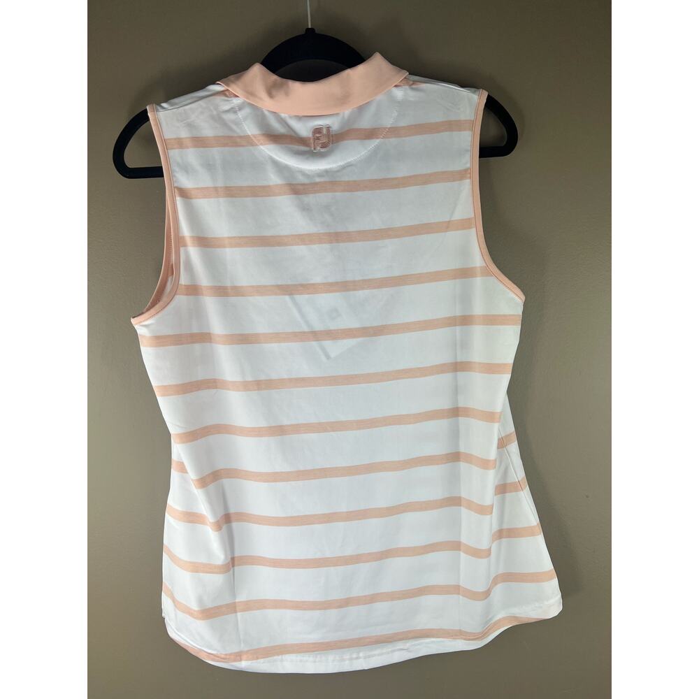 Footjoy NWT Sleeveless Spacedye Stripe Women Tank Polo Size Large - Picture 3 of 6